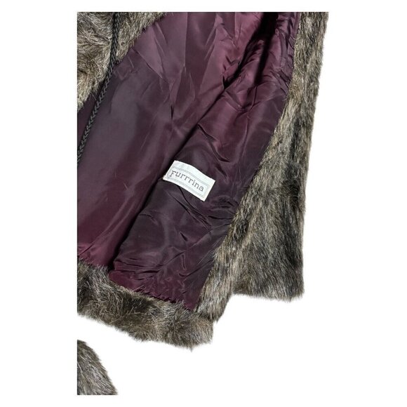 VINTAGE 90s Faux Fur Designer Winter Parka Coat With Matching Mittens Medium - Picture 6 of 6